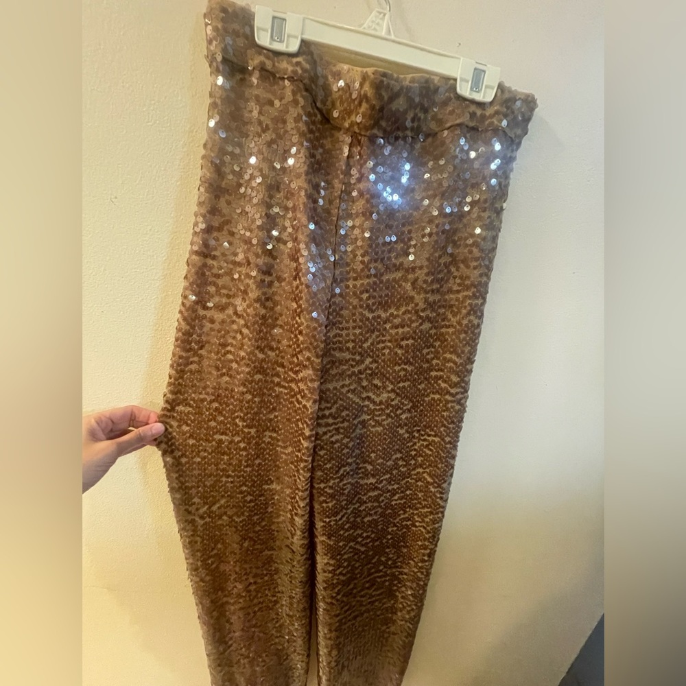 Zara Brown Sequin Pants - Picture 6 of 11
